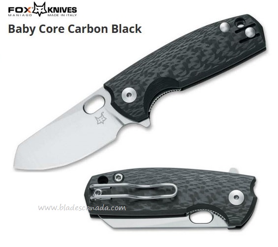 Fox Italy Baby Core Flipper Folding Knife, M390 Steel, Carbon Fiber, 01FX905