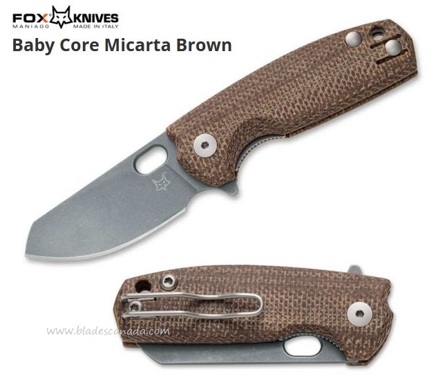 Fox Italy Baby Core Flipper Folding Knife, M390 Steel, Micarta, 01FX906