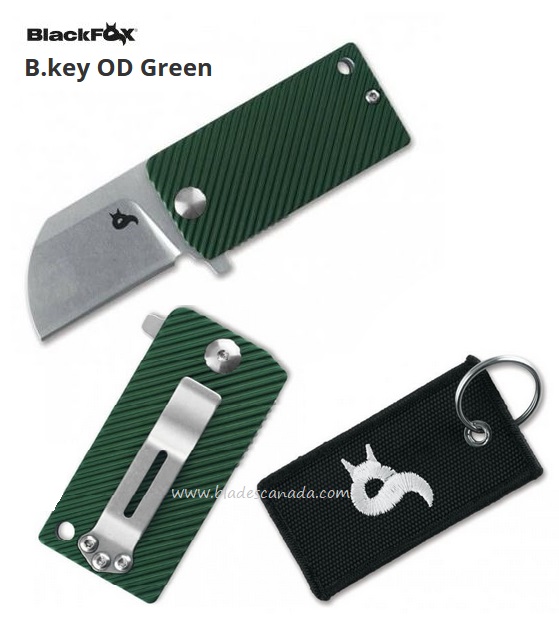 BlackFox B.Key OD Green Flipper Folding Knife, 01FX913