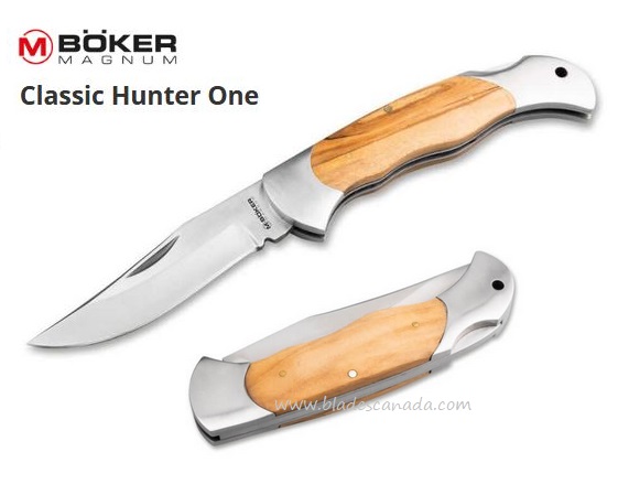 Boker Magnum Classic Hunter One Folding Knife, Olive Wood, 01MB140