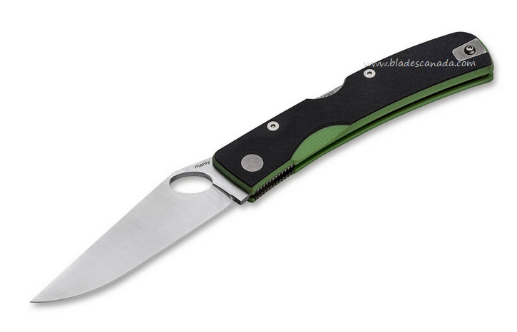 Manly Peak Folding Knife, D2, G10 Black/Green, 01ML055