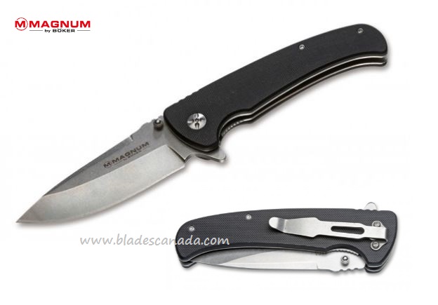 Boker Magnum No Compromise Flipper Folding Knife, 440A, G10 Black, 01RY057