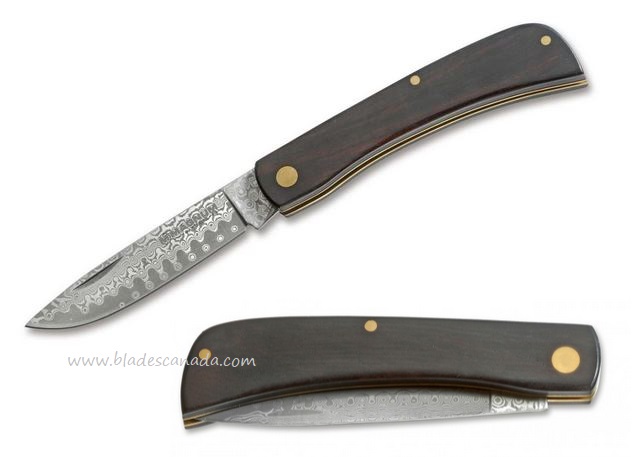 Boker Magnum Rangbuster Slipjoint Folding Knife, Damascus, Ebony Handle, 01RY140DAM - Click Image to Close