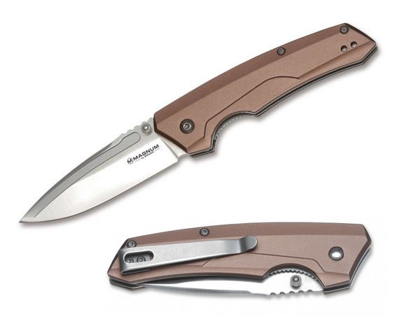 Boker Magnum Seventies Metallic Folding Knife, 440A, Aluminum Bronze, B-01RY323