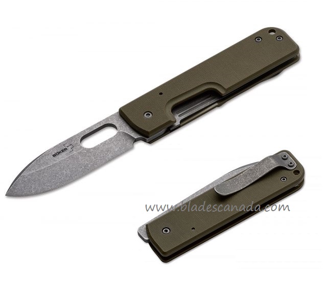 Boker Plus Lancer Folding Knife, 440C, G10 OD Green, 01BO064 - Click Image to Close