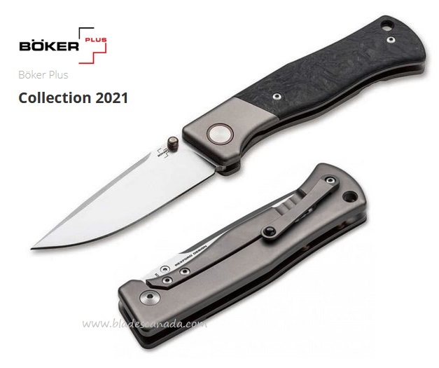 Boker Plus Collection 2021 Framelock Folding Knife, M390, Carbon Fiber, 01BO2021
