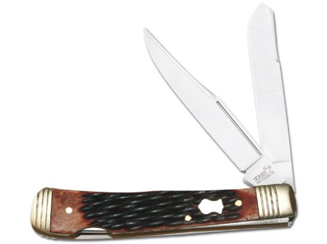 Boker Plus Double Lock Trapper Folding Knife, 440C, Jigged Bone, 01BO206