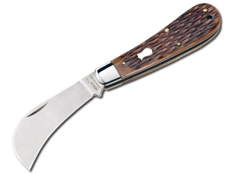 Boker Plus Hawkbill Slipjoint Folding Knife, 440C, Brown Bone, 01BO207
