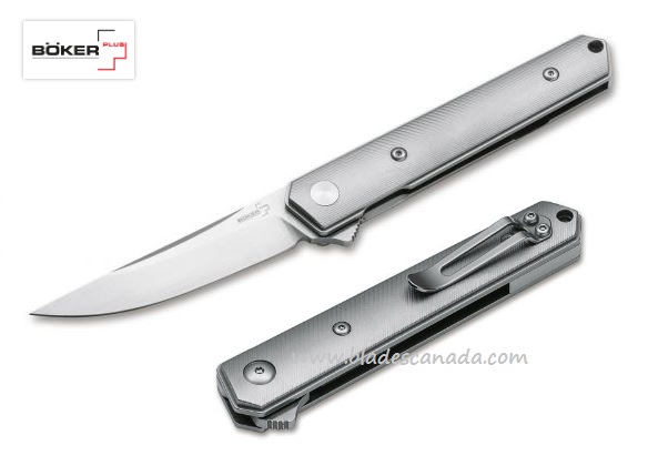 Boker Plus Mini Kwaiken Titan Flipper Folding Knife, D2, Titanium, 01BO267 - Click Image to Close