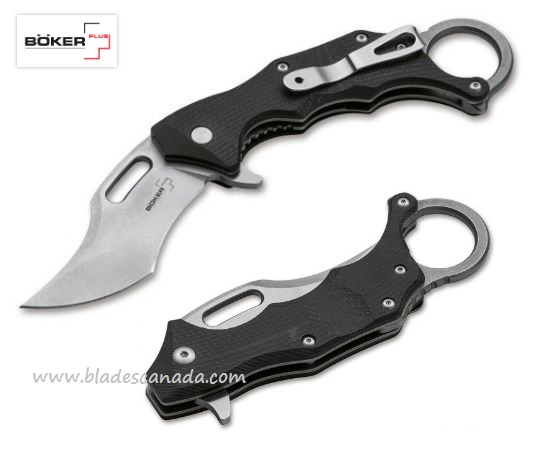 Boker Plus Wildcat XL Flipper Folding Knife, D2, G10 Black, B-01BO755