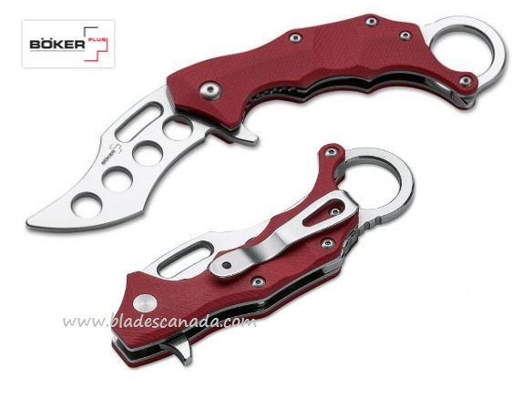 Boker Plus Wildcat Karambit Flipper Folding Training Knife, G10 Red, B-01BO779