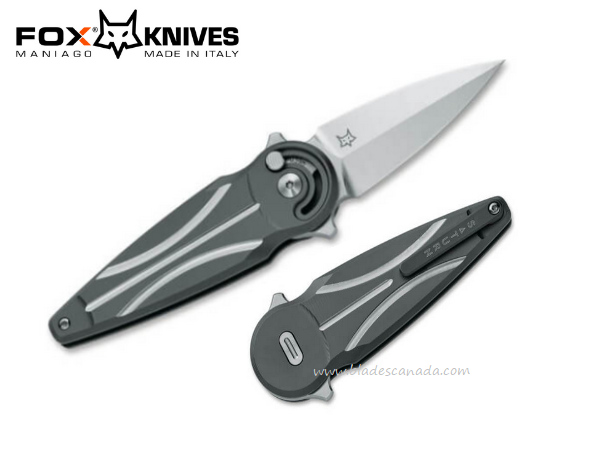 Fox Italy Saturn Flipper Folding Knife, Left Handed, M390, Titanium Black, 01FX937