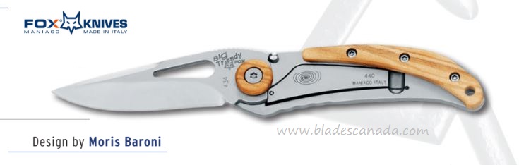 Fox Italy Big Trendy Framelock Folding Knife, 440C, Olive Wood, Fox 434