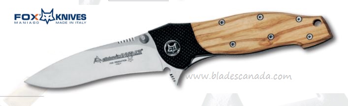 Fox Italy Elishewitz Flipper Folding Knife, 440C, Olive Wood, FX-460