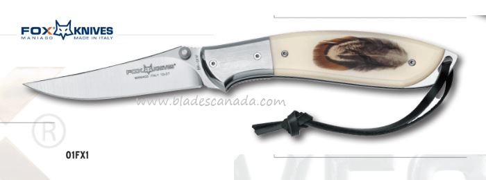 Fox Italy BR-011F Kommer Pheasant Folding Knife, Sandvik 12C27, Fox01FX290