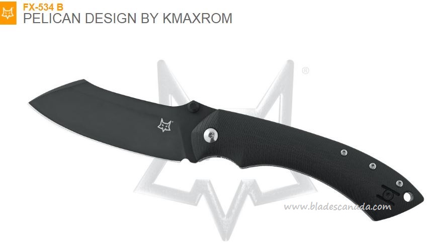 Fox Italy Kmaxrom Pelican Folding Knife, N690, G10 Black, FX-534B