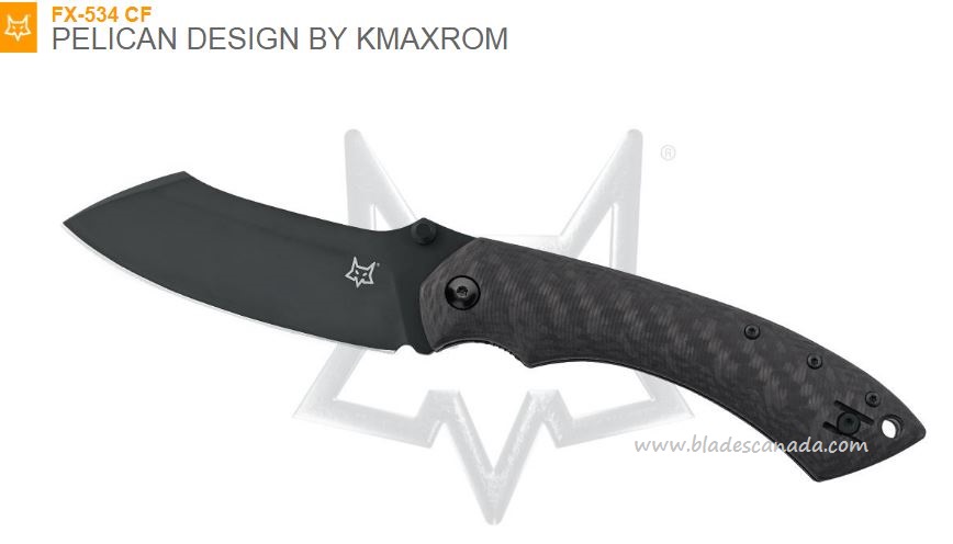 Fox Italy Kmaxrom Pelican Folding Knife, N690, Carbon Fiber, FX-534CF
