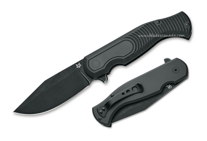 Fox Eastwood Tiger Flipper Framelock Knife, D2 Black, G10 Black, FX414B