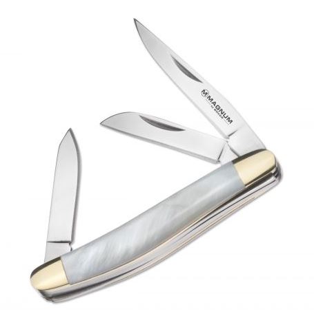 Boker Magnum Micro Pearl Stockman Folding Knife, 440A, 01MB402 - Click Image to Close