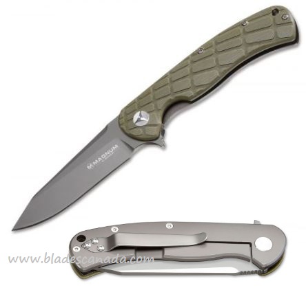 Boker Magnum Foxtrott Sierra Framelock Flipper Knife, 440B, G10 Olive, B-01MB705