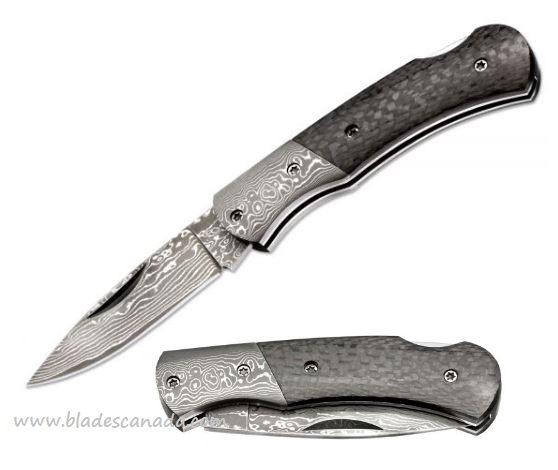 Boker Magnum DC Folding Knife, Damascus Blade, Carbon Fiber, 01MB739DAM