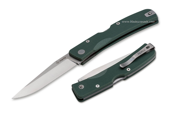 Manly Peak Folding Knife, D2 Steel, G10 Military Green, 01ML049