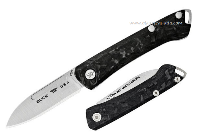 Buck Saunter Slipjoint Folding Knife, 2022 Legacy, S35VN Satin, Carbon Fiber, BU0250CFSLE­