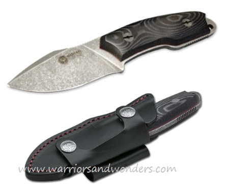 Boker Arbolito El Heroe Fixed Blade Knife, N695, Micarta, Leather Sheath, B-02BA371M