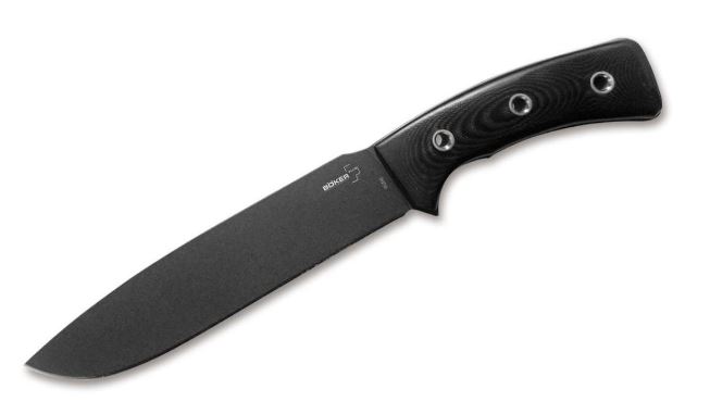 Boker Plus Komondor Fixed Blade Knife, SK5 Steel, G10 Black, Nylon Sheath, B-02BO011