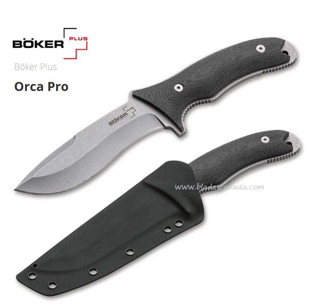 Boker Plus Orca Pro Fixed Blade Knife, D2, Micarta, Kydex Sheath, 02BO015