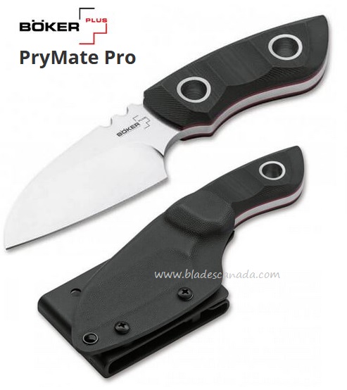 Boker Plus PryMate Pro Fixed Blade Knife, D2, G10 Black, Kydex Sheath, 02BO016 - Click Image to Close