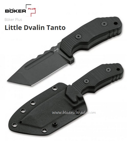 Boker Plus Little Dvalin Fixed Blade Knife, D2 Tanto, G10, Kydex Sheath, B-02BO034