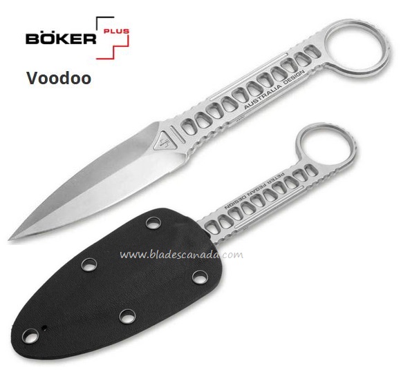 Boker Plus Voodoo Fixed Blade Knife, 440C Steel, Kydex Sheath, 02BO070