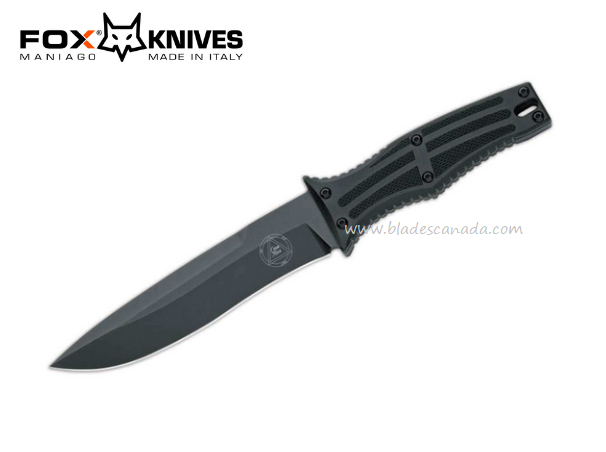Fox Italy Spear Tech Fixed Blade Knife, N690 Black, G10 Black, FX-0171112