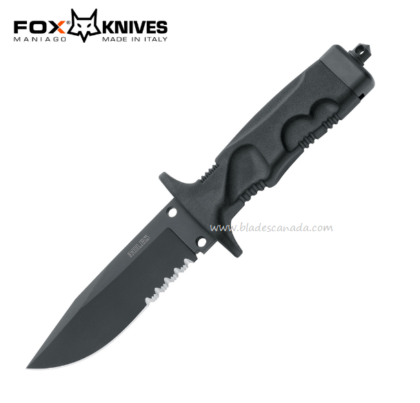 Fox Italy Miles Combat Trooper Fixed Blade Knife, N690 Black, FX-0171104