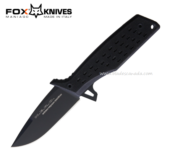 Fox Italy NERO Fixed Blade Knife, N690 Black, G10 Black, FX-NR03CT