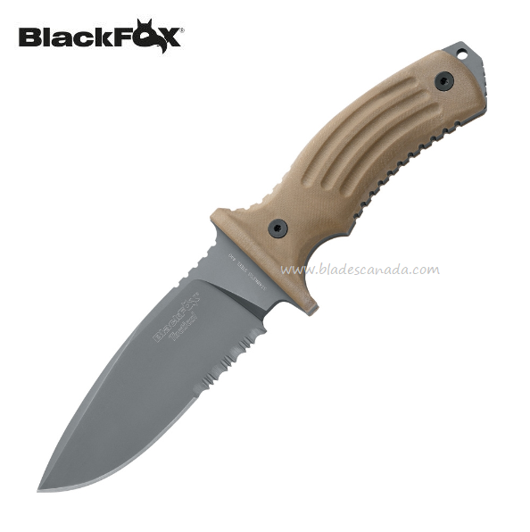 Fox Tora Fixed Blade Knife, 440C, G10 Coyote Tan, Nylon Tan Sheath, BF-700T