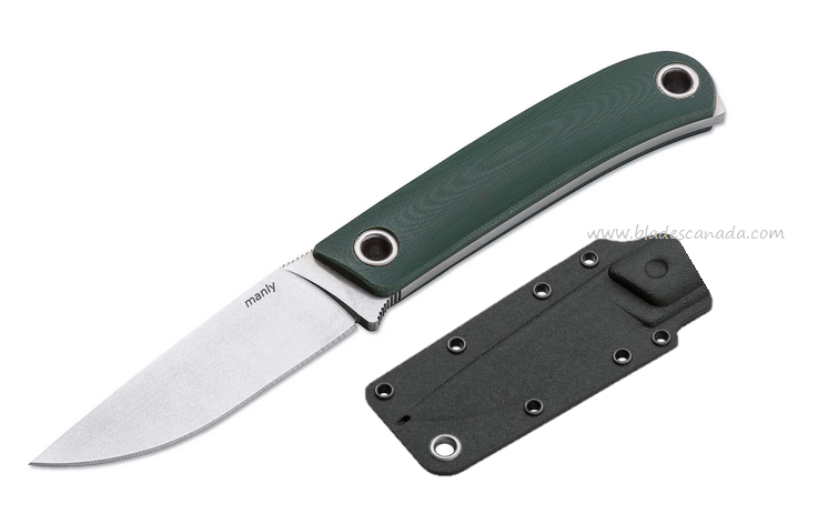 Manly Patriot Fixed Blade Knife, D2, G10 Military Green, Kydex Sheath, 02ML003