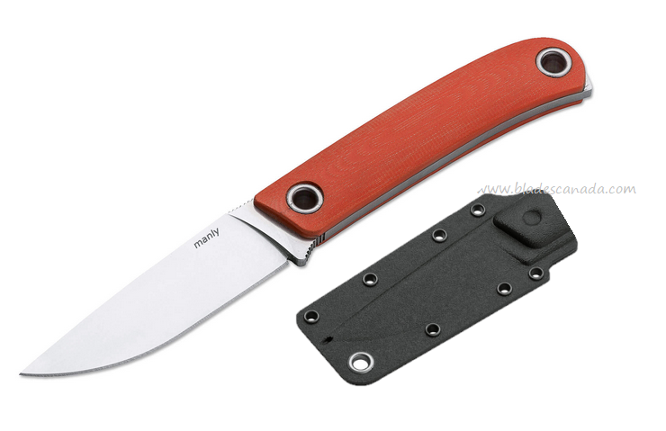 Manly Patriot Fixed Blade Knife, D2 , G10 Orange, Kydex Sheath, 02ML007