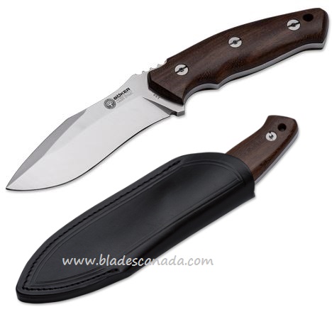 Boker Arbolito Scorpion Fixed Blade Knife, N695, Guayacan Handle, Leather Sheath, 02BA230G - Click Image to Close