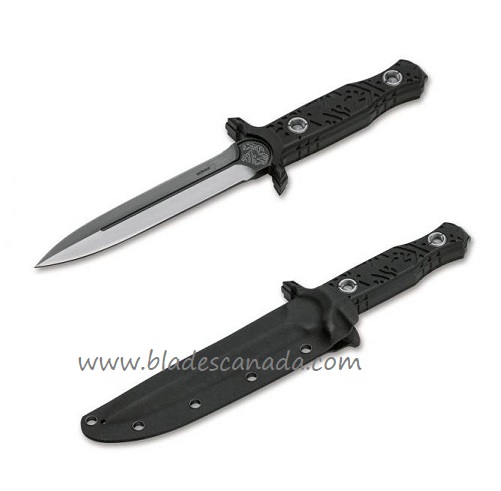 Boker Plus M92 Fixed Blade Dagger Knife, 440C, G10 Black, Kydex Sheath, B-02BO059