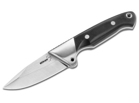Boker Plus Jermer EDC Fixed Blade Knife, Micarta Handle, Leather Sheath, 02BO159