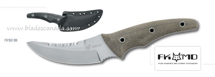 Fox Italy FX512OD FKMD Recon Knife, N690, Micarta Green