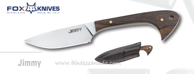 Fox Italy Jimmy Fixed Blade Knife, N690, Ziracote Wood, Leather Sheath, FX-603 - Click Image to Close