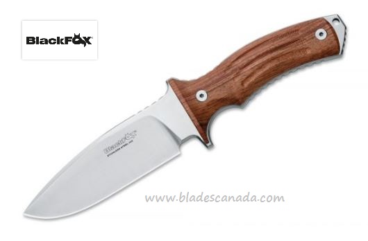 BlackFox Fixed Blade Knife, 440C, Pakka Wood, Leather Sheath, BF-702
