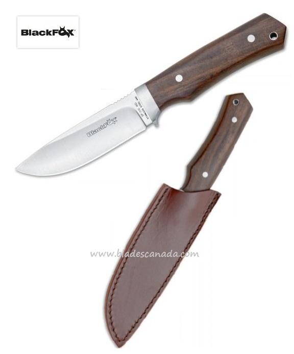 BlackFox Fixed Blade Knife, 440A, Sandalwood, Leather Sheath, BF-010WD - Click Image to Close