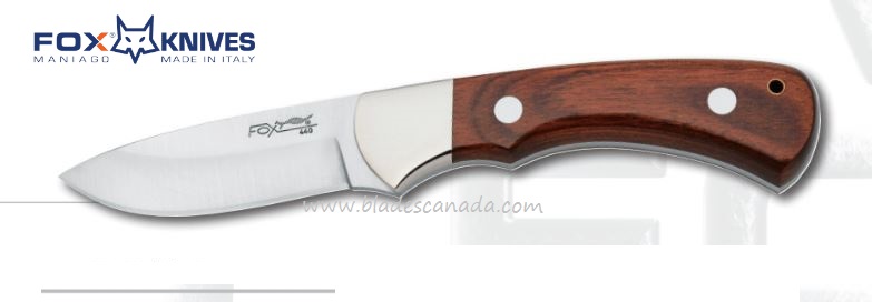 Fox Italy European Hunter Fixed Blade Knife, 440C, Pakkawood, Leather Sheath, FX-596PW