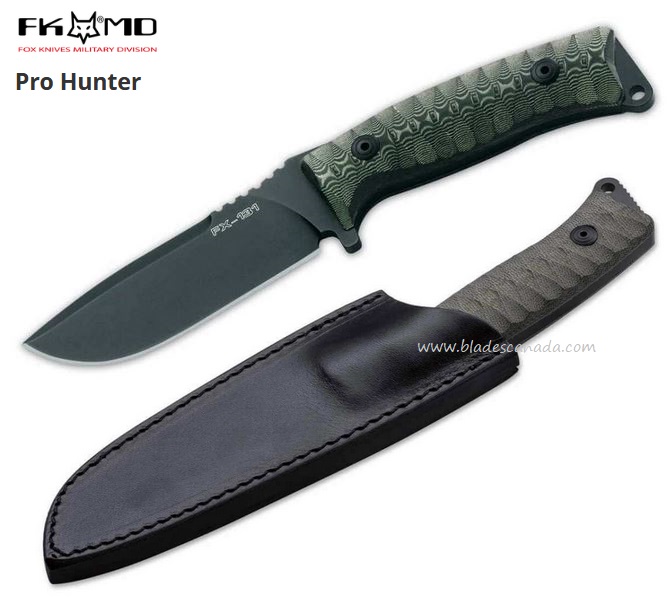 Fox Italy Pro-Hunter Fixed Blade Knife, N690Co, Micarta, Leather Sheath, FX-131MGT