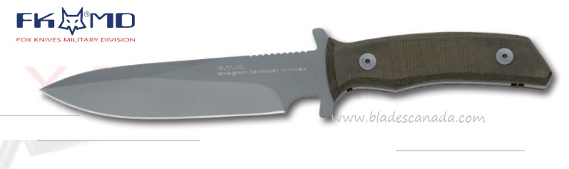 Fox Italy FKMD Serie E.T.K. Fixed Blade Knife, 440C, Micarta, MOLLE Nylon Sheath, FX-1665TK