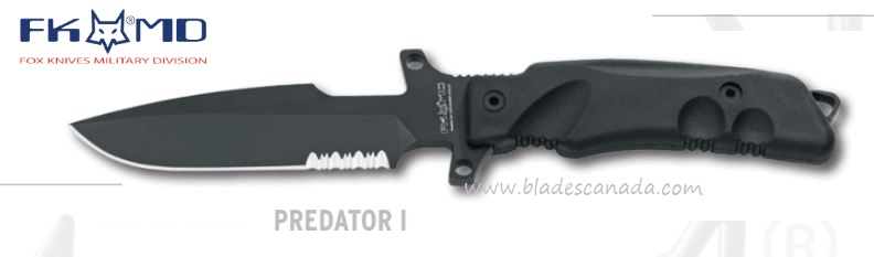 Fox Italy Predator I Fighting Knife , N690, MOLLE Nylon Sheath, FX-P3B